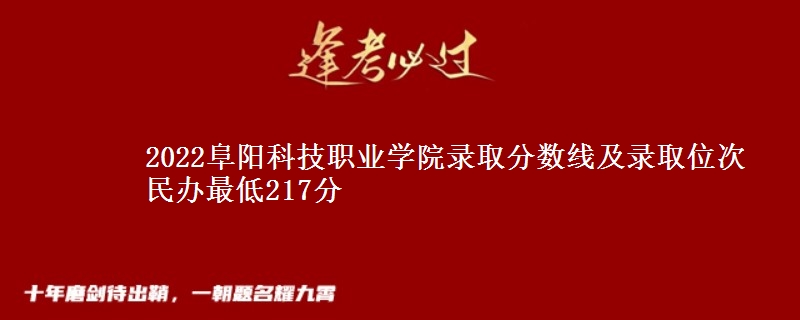 2022阜阳科技职业学院录取分数线及录取位次 民办最低217分