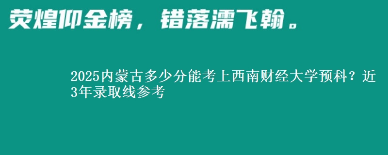 2025内蒙古多少分能考上西南财经大学预科？近3年录取线参考