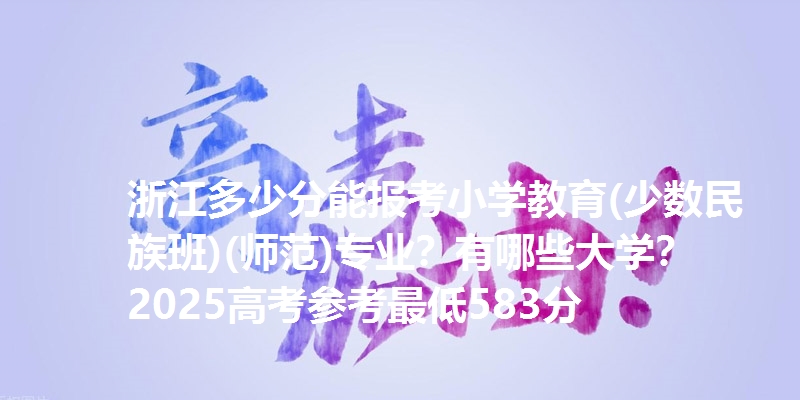 浙江多少分能报考小学教育(少数民族班)(师范)专业？有哪些大学？2025高考参考最低583分