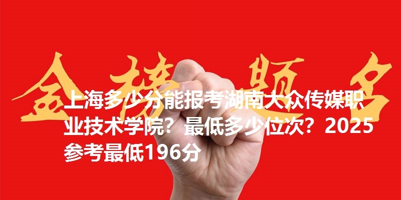上海多少分能报考湖南大众传媒职业技术学院？最低多少位次？2025参考最低196分