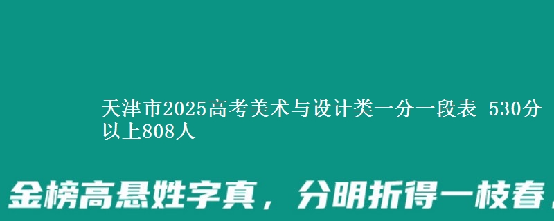 天津市2025高考美术与设计类一分一段表 530分以上808人
