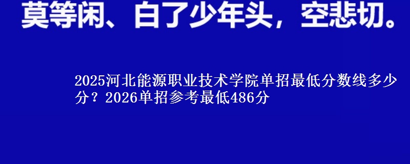 2025河北能源职业技术学院单招最低分数线多少分？2026单招参考最低486分