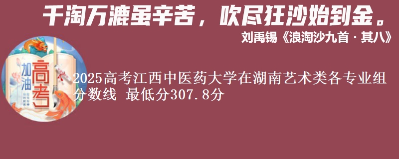 2025高考江西中医药大学在湖南艺术类各专业组分数线 最低分307.8分