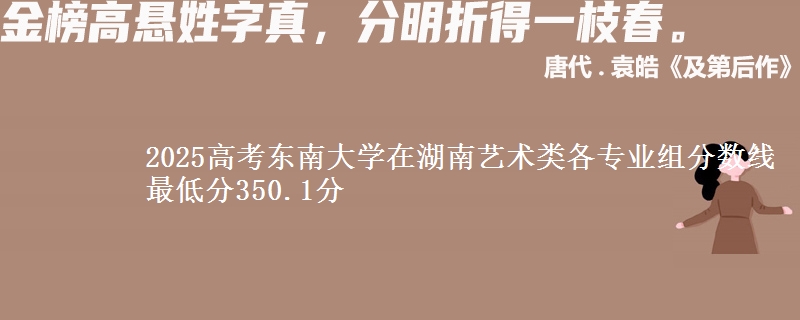 2025高考东南大学在湖南艺术类各专业组分数线 最低分350.1分
