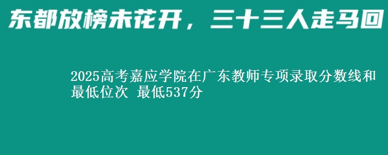 2025高考嘉应学院在广东教师专项录取分数线和最低位次 最低537分