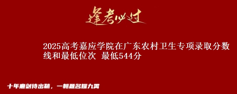 2025高考嘉应学院在广东农村卫生专项录取分数线和最低位次 最低544分