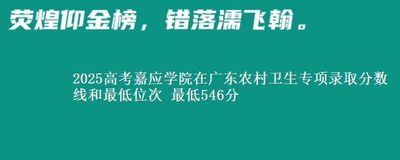 2025高考嘉应学院在广东农村卫生专项录取分数线和最低位次 最低546分