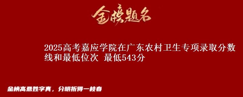 2025高考嘉应学院在广东农村卫生专项录取分数线和最低位次 最低543分
