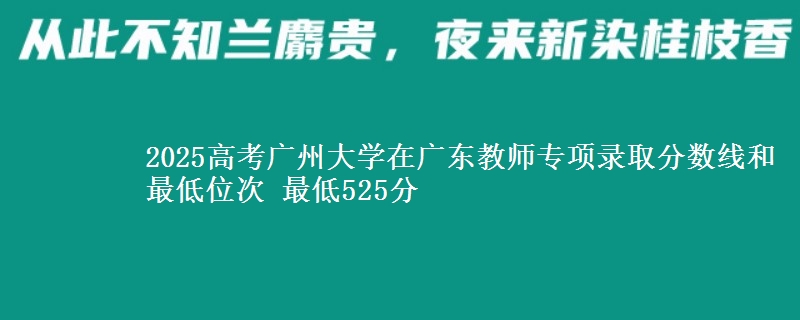 2025高考广州大学在广东教师专项录取分数线和最低位次 最低525分
