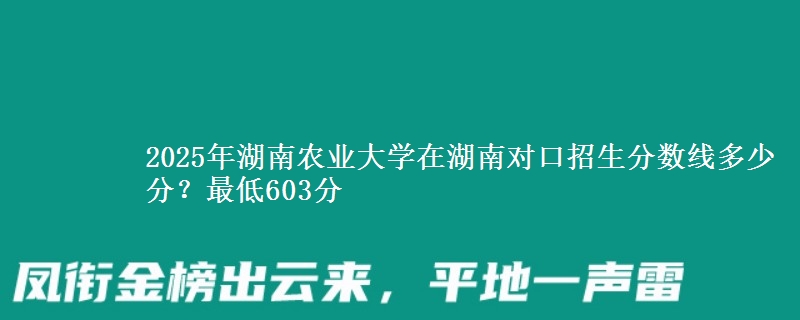 2025年湖南农业大学在湖南对口招生分数线多少分?最低603分