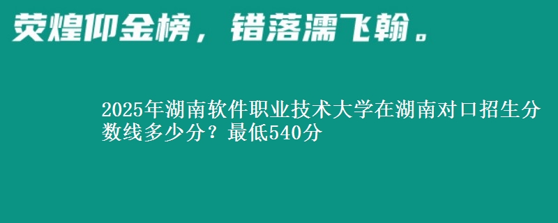 2025年湖南软件职业技术大学在湖南对口招生分数线多少分?最低540分