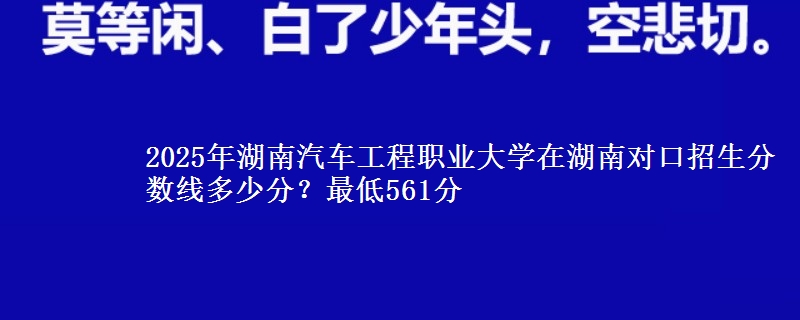 2025年湖南汽车工程职业大学在湖南对口招生分数线多少分?最低561分
