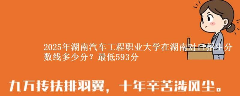 2025年湖南汽车工程职业大学在湖南对口招生分数线多少分?最低593分