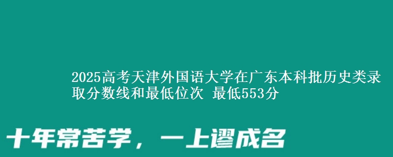 2025高考天津外国语大学在广东本科批历史类录取分数线和最低位次 最低553分