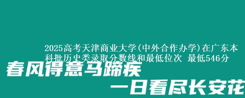 2025高考天津商业大学(中外合作办学)在广东本科批历史类录取分数线和最低位次 最低546分