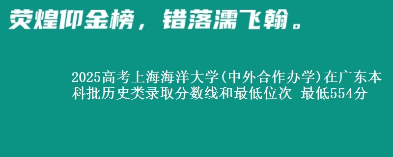 2025高考上海海洋大学(中外合作办学)在广东本科批历史类录取分数线和最低位次 最低554分