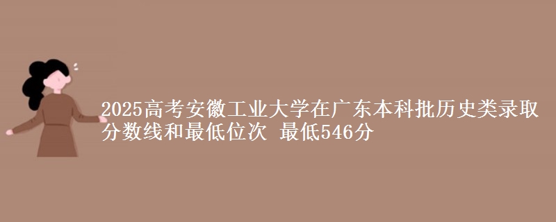 2025高考安徽工业大学在广东本科批历史类录取分数线和最低位次 最低546分