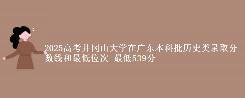 2025高考井冈山大学在广东本科批历史类录取分数线和最低位次 最低539分