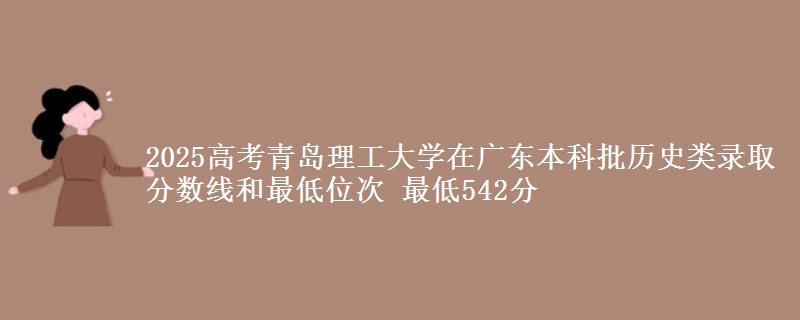 2025高考青岛理工大学在广东本科批历史类录取分数线和最低位次 最低542分