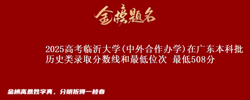 2025高考临沂大学(中外合作办学)在广东本科批历史类录取分数线和最低位次 最低508分