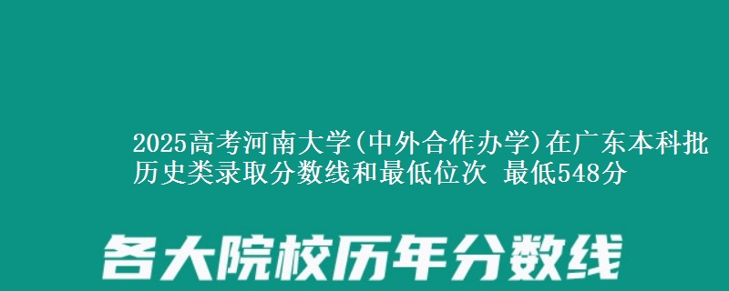 2025高考河南大学(中外合作办学)在广东本科批历史类录取分数线和最低位次 最低548分