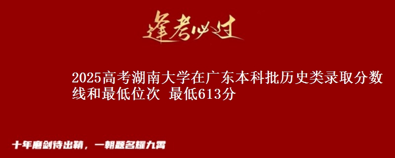 2025高考湖南大学在广东本科批历史类录取分数线和最低位次 最低613分