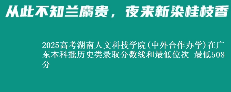 2025高考湖南人文科技学院(中外合作办学)在广东本科批历史类录取分数线和最低位次 最低508分