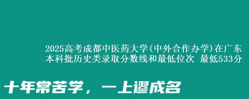 2025高考成都中医药大学(中外合作办学)在广东本科批历史类录取分数线和最低位次 最低533分