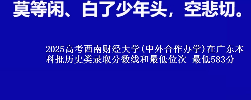 2025高考西南财经大学(中外合作办学)在广东本科批历史类录取分数线和最低位次 最低583分