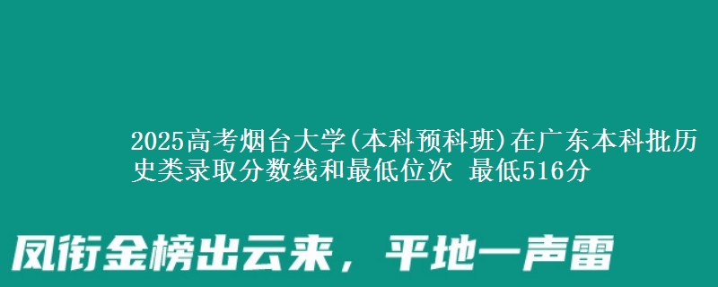2025高考烟台大学(本科预科班)在广东本科批历史类录取分数线和最低位次 最低516分