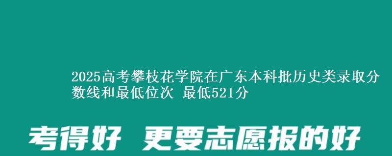 2025高考攀枝花学院在广东本科批历史类录取分数线和最低位次 最低521分