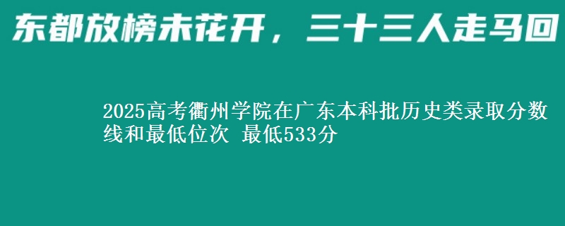 2025高考衢州学院在广东本科批历史类录取分数线和最低位次 最低533分