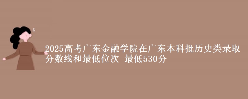 2025高考广东金融学院在广东本科批历史类录取分数线和最低位次 最低530分