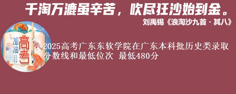 2025高考广东东软学院在广东本科批历史类录取分数线和最低位次 最低480分