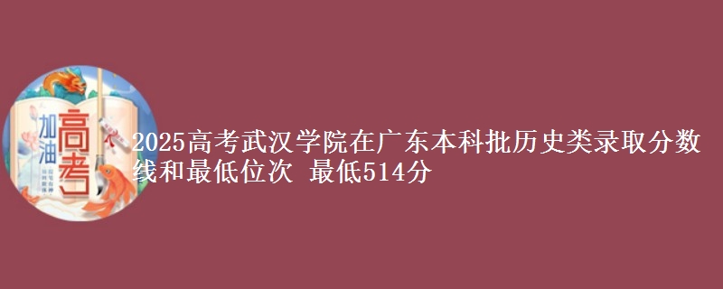 2025高考武汉学院在广东本科批历史类录取分数线和最低位次 最低514分
