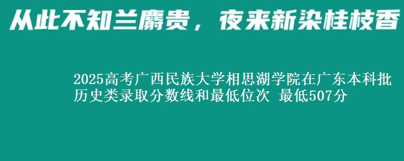 2025高考广西民族大学相思湖学院在广东本科批历史类录取分数线和最低位次 最低507分