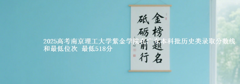 2025高考南京理工大学紫金学院在广东本科批历史类录取分数线和最低位次 最低518分