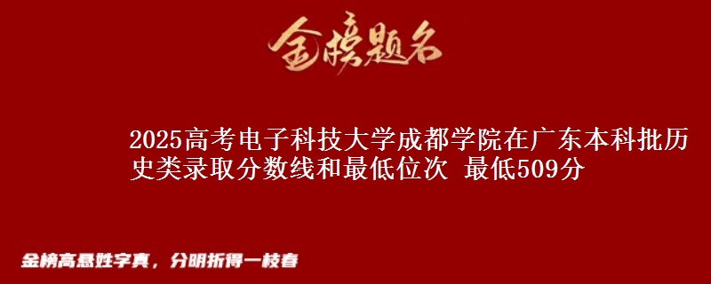 2025高考电子科技大学成都学院在广东本科批历史类录取分数线和最低位次 最低509分