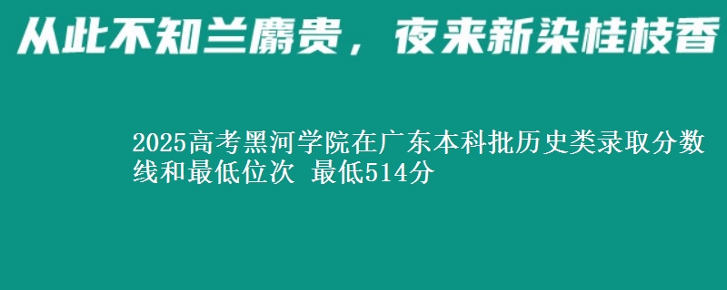 2025高考黑河学院在广东本科批历史类录取分数线和最低位次 最低514分