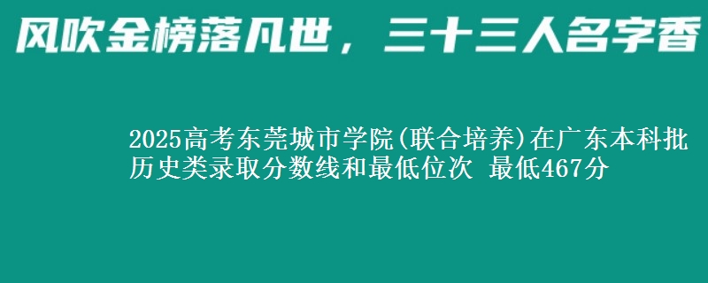 2025高考东莞城市学院(联合培养)在广东本科批历史类录取分数线和最低位次 最低467分