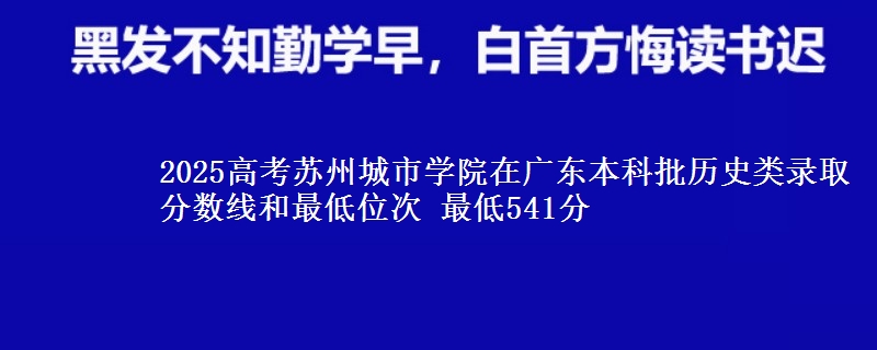 2025高考苏州城市学院在广东本科批历史类录取分数线和最低位次 最低541分