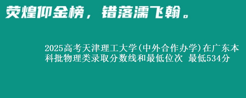 2025高考天津理工大学(中外合作办学)在广东本科批物理类录取分数线和最低位次 最低534分