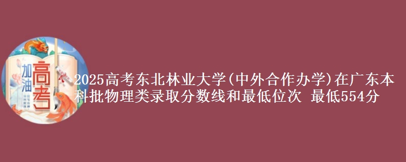 2025高考东北林业大学(中外合作办学)在广东本科批物理类录取分数线和最低位次 最低554分