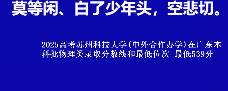 2025高考苏州科技大学(中外合作办学)在广东本科批物理类录取分数线和最低位次 最低539分