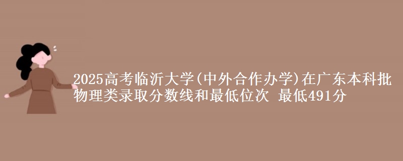 2025高考临沂大学(中外合作办学)在广东本科批物理类录取分数线和最低位次 最低491分