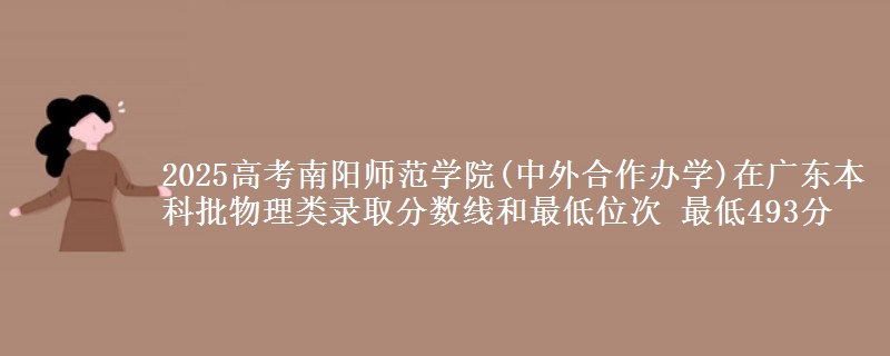 2025高考南阳师范学院(中外合作办学)在广东本科批物理类录取分数线和最低位次 最低493分