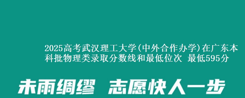 2025高考武汉理工大学(中外合作办学)在广东本科批物理类录取分数线和最低位次 最低595分