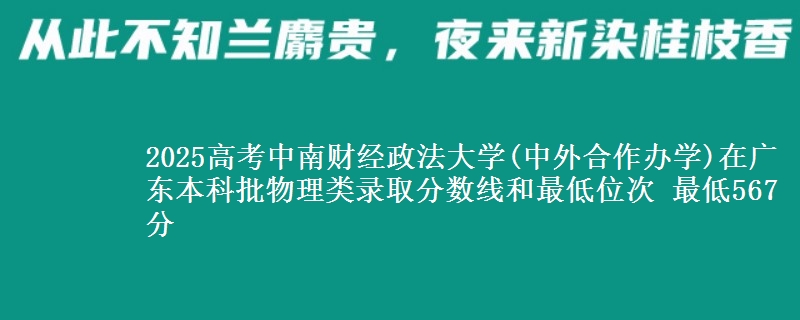 2025高考中南财经政法大学(中外合作办学)在广东本科批物理类录取分数线和最低位次 最低567分