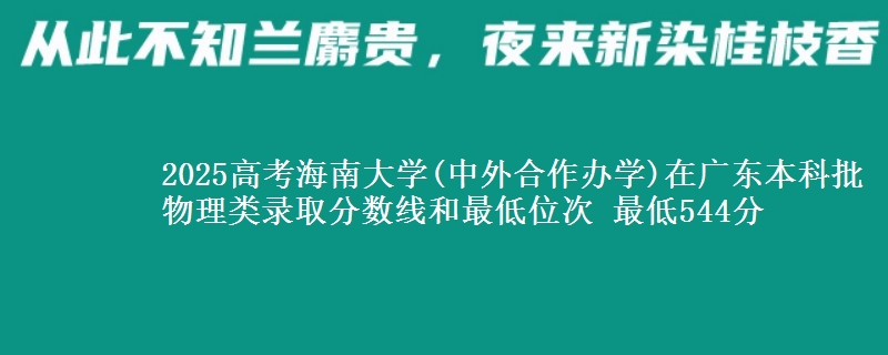 2025高考海南大学(中外合作办学)在广东本科批物理类录取分数线和最低位次 最低544分