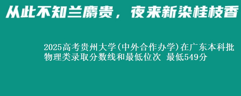 2025高考贵州大学(中外合作办学)在广东本科批物理类录取分数线和最低位次 最低549分